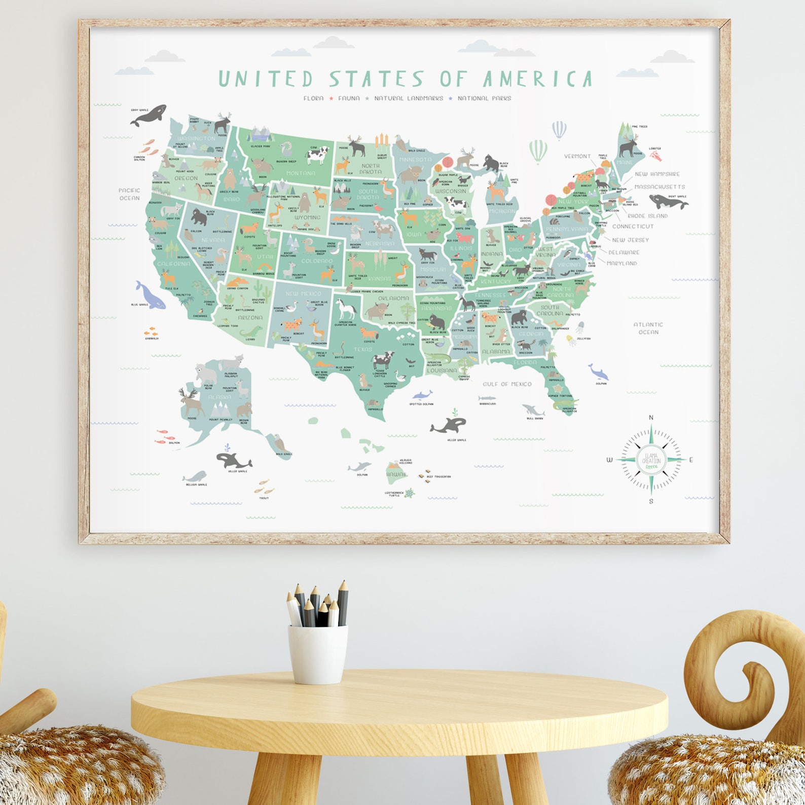 USA map US map wall art Map nursery art My first map Map Etsy