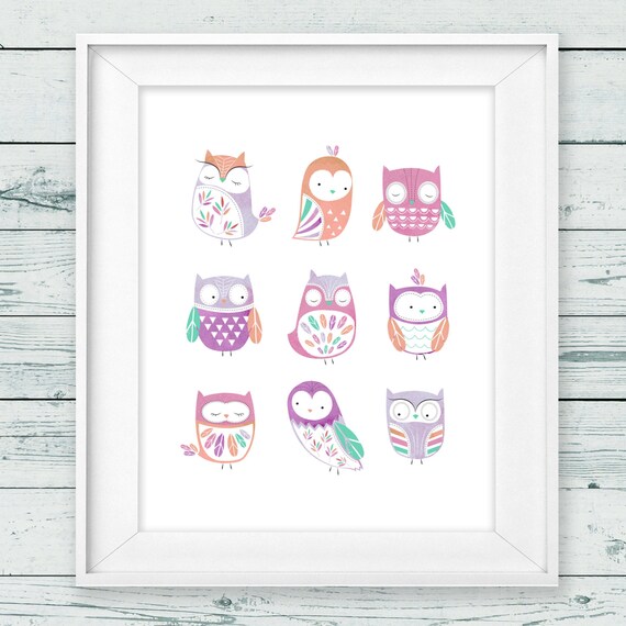 Items similar to Owl nursery art, Instant Download, 8x10", Owl wall art