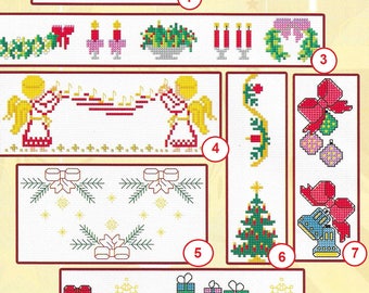 8 Christmas patterns, pdf download cross stitch pattern, xstitch pdf pattern, christmas pdf, christmas design,holiday, xmas pattern instant