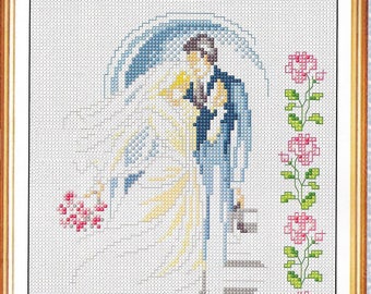 Wedding cross stitch design, pdf instant download xstitch design, pdf cross stitch pattern to download, aida count xstitch pdf pattern