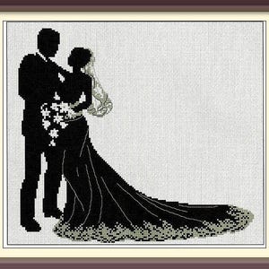 Wedding Cross Stitch Pattern, Wedding count stitch pattern, bride and groom, just married pattern, instant download wedding pattern