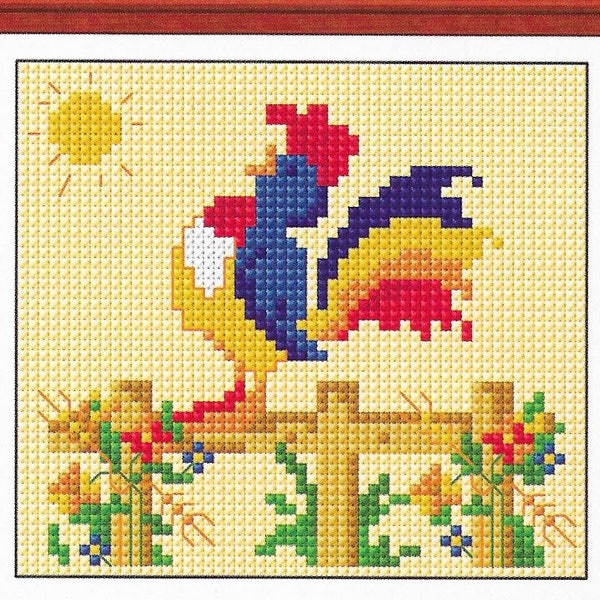 Grille point de croix coq, pdf téléchargement instantané xstitch design, pdf grille point de croix à télécharger, aida count xstitch pdf