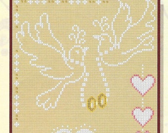 Wedding cross stitch design, pdf instant download xstitch design, pdf cross stitch pattern to download, aida count xstitch pdf pattern