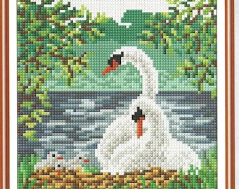 Cross Stitch Pattern - Swans Love