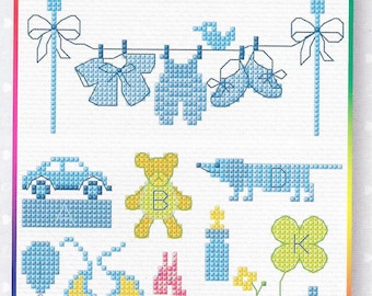 Baby motives cross stitch pattern, pdf instant download xstitch design, pdf cross stitch pattern to download, aida count xstitch pdf pattern