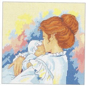 Mother&#39;s love cross stitch design, pdf instant download xstitch design, pdf cross stitch pattern to download, aida count xstitch pdf pattern