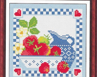Fruits cross stitch pattern, pdf instant download xstitch design, pdf cross stitch pattern to download, aida count xstitch pdf pattern