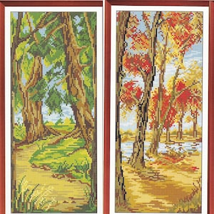 Winter 4 Seasons pdf cross stitch design, pdf instant download xstitch design, pdf cross stitch pattern to download, aida count xstitch pdf