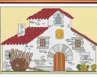 House cross stitch pattern, kids pdf instant download xstitch design, pdf cross stitch pattern to download, aida count xstitch pdf pattern