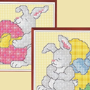 Easter Bunnies cross stitch, pdf instant download xstitch design, pdf cross stitch pattern to download, aida count xstitch pdf pattern