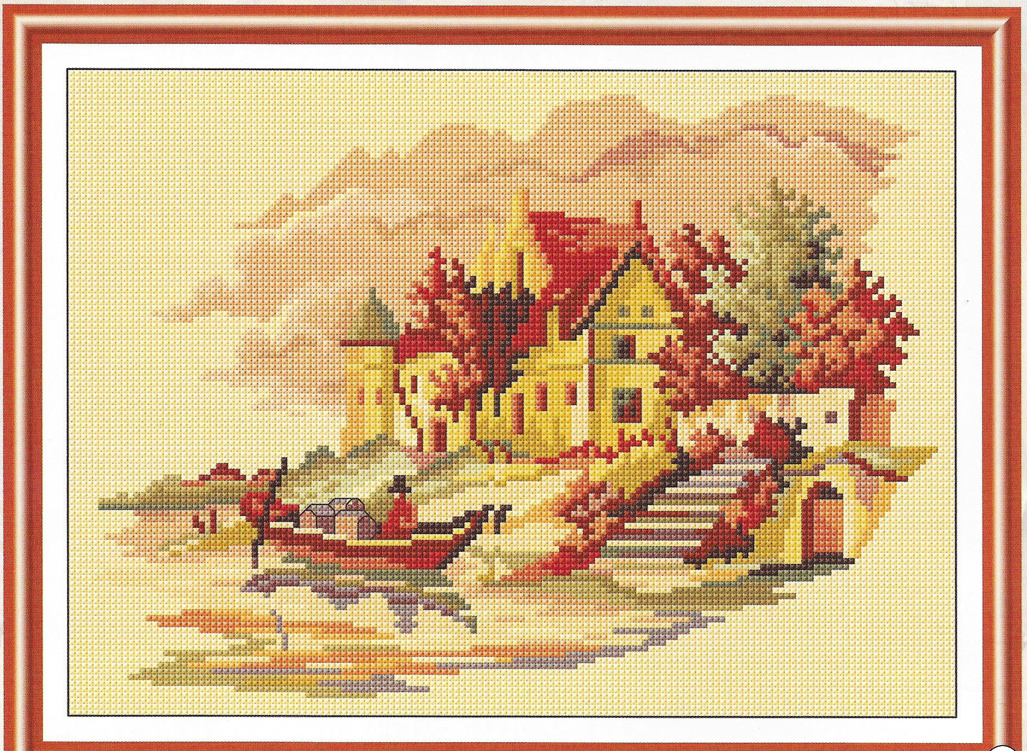 pdf instant download xstitch design pdf cross stitch pattern to download Autumn 4 Seasons pdf cross stitch design aida count xstitch pdf