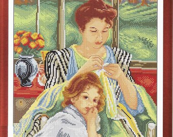 Mother and daughter cross stitch pattern, pdf instant download xstitch design, pdf cross stitch pattern to download, aida count xstitch pdf