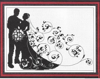 Wedding Cross Stitch Pattern, Wedding count stitch pattern, bride and groom, just married pattern, instant download wedding pattern