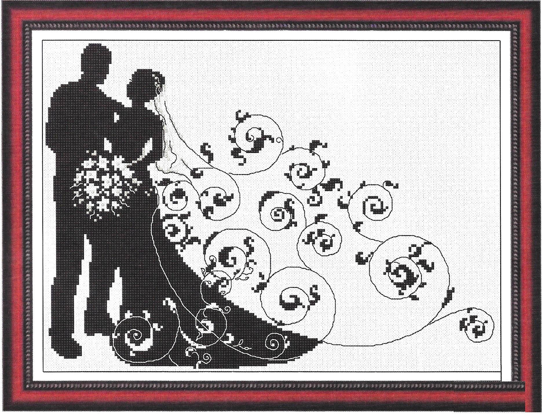 Wedding Cross Stitch Pattern, Wedding Count Stitch Pattern, Bride and