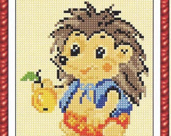 Hedgehog cross stitch pattern, pdf instant download xstitch design, pdf cross stitch pattern to download, aida count xstitch pdf pattern