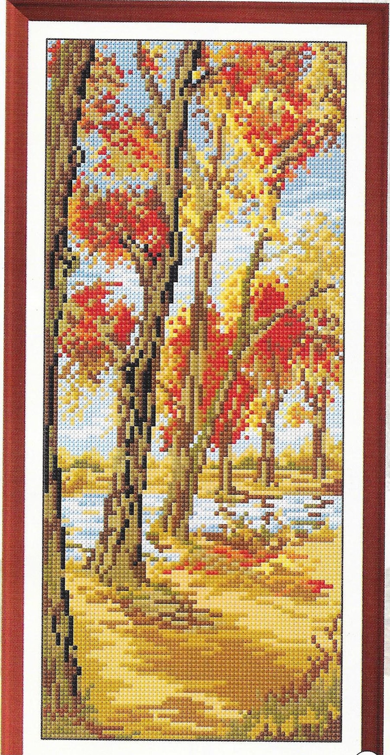 pdf instant download xstitch design pdf cross stitch pattern to download Autumn 4 Seasons pdf cross stitch design aida count xstitch pdf