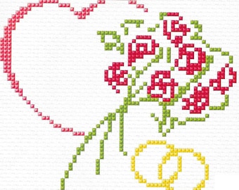 Valentine's cross stitch pattern, pdf instant download xstitch design, pdf cross stitch pattern to download, aida count xstitch pdf pattern