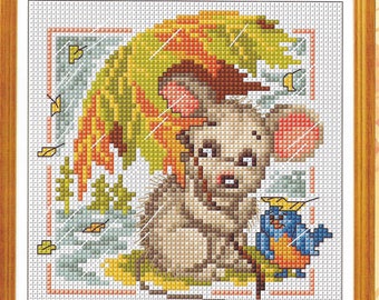 Mouse cross stitch pattern, pdf instant download xstitch design, pdf cross stitch pattern to download, aida count xstitch pdf pattern