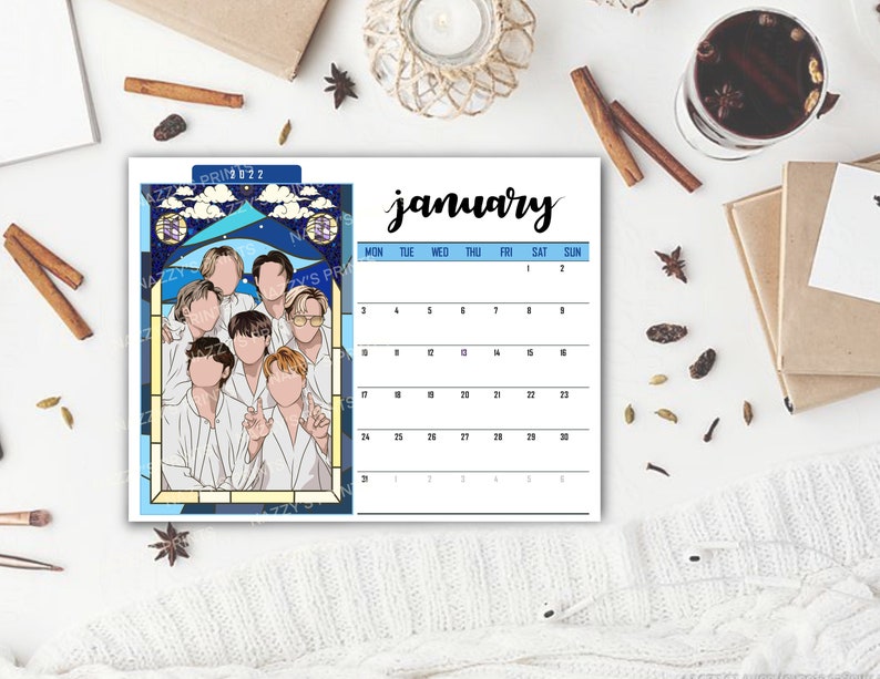 boutique listing stained glass series bts 2022 calendar 2022 desk calendar etsy hong kong first choice for gift giving www ndlaw com