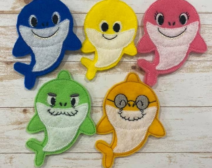 Shark Family- Finger Puppet Set | Pretend Play, Educational Toy, Unique Gifts, Gifts for Kids, Handmade Finger Puppets