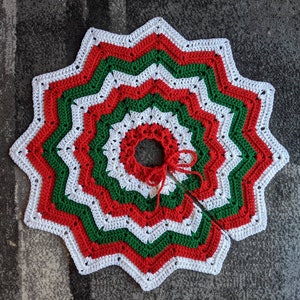 Small Red, White, & Green Christmas Tree Skirt (Ready to Ship!)