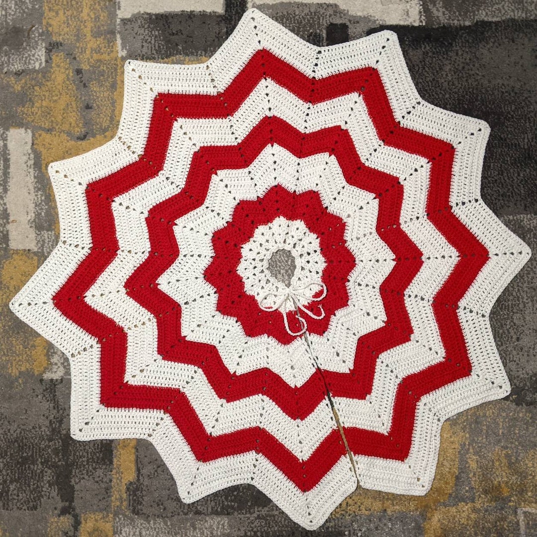 Red & White Striped Christmas Tree Skirt ready to Ship Etsy