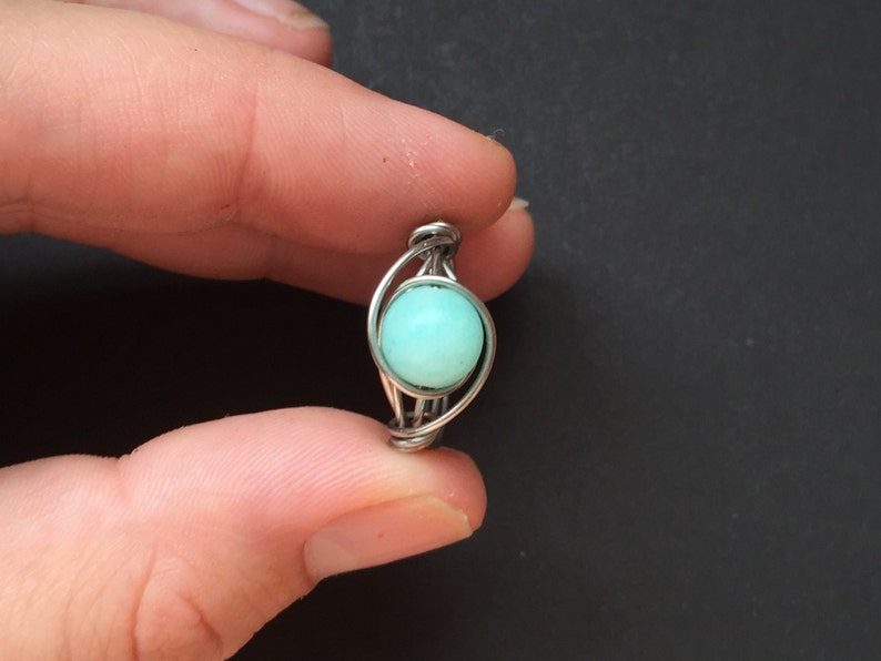 Aquamarine Wire Wrapped Ring 