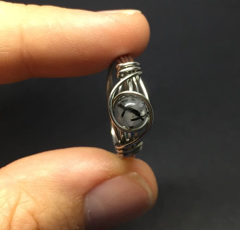 Tourmalated Quartz Wire Wrapped Ring