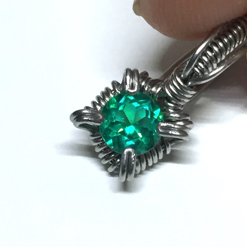 Wire Wrapped Demantoid Garnet. GGL Certified Natural Demantoid Garnet Necklace Russian Andradite Pendant Necklace