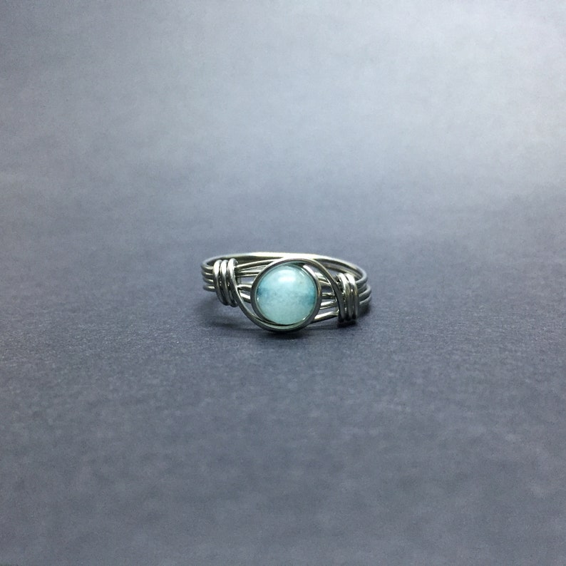 Mianyang Aquamarine Wire Wrapped Ring
