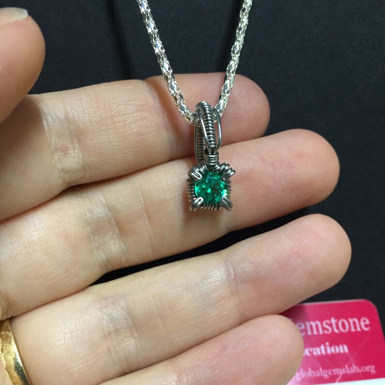 Wire Wrapped Demantoid Garnet. GGL Certified Natural Demantoid Garnet Necklace Russian Andradite Pendant Necklace