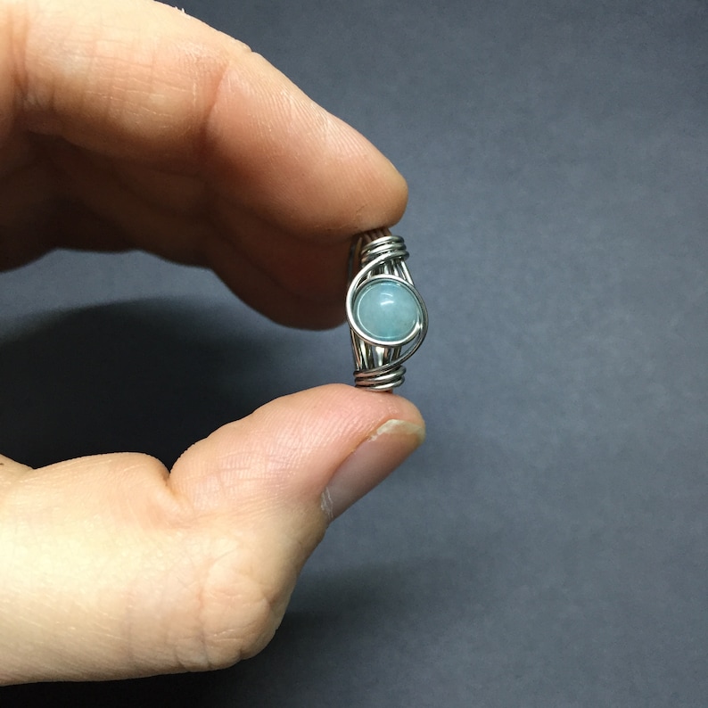 Mianyang Aquamarine Wire Wrapped Ring