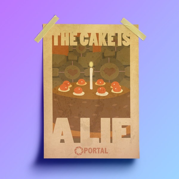 The Cake ist ein Lie Portal propagand style Poster A4, A3