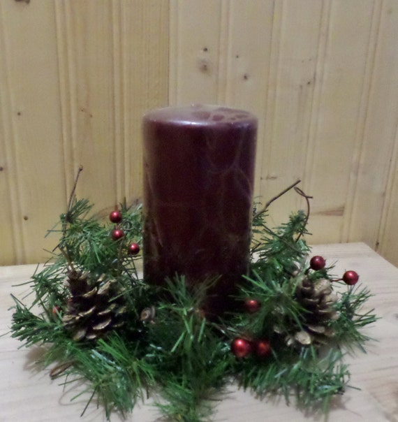 Woodsy Candle Ring Holder Rustic Candle Accent Ring Pinecone Etsy