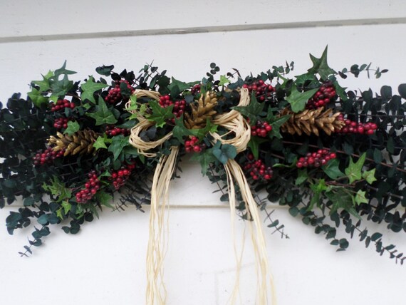Berry And Pine Cone Swag Eucalyptus Swag Dried Floral Wall Etsy