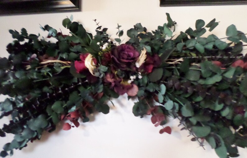 Purple silk floral swag preserved eucalyptus swag silk Etsy