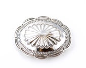 Vintage Patinated High-Polish Sterling Silver Navajo Concho Belt Buckle