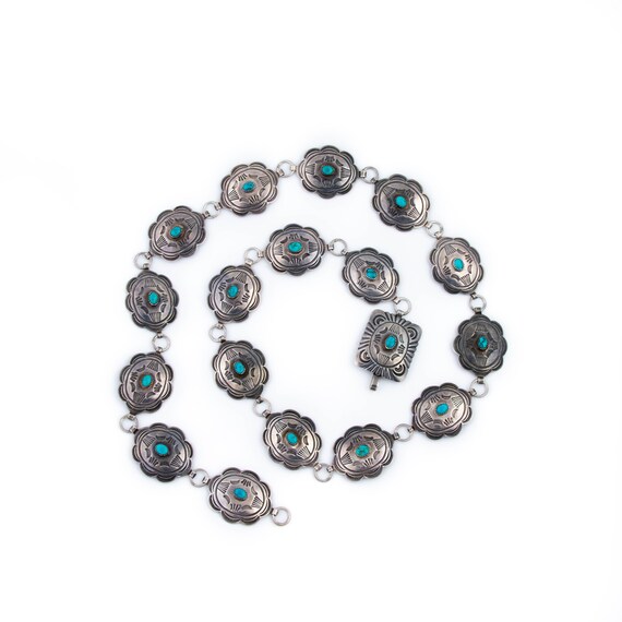 Incredible 1940's Fox Turquoise Navajo Concho Belt