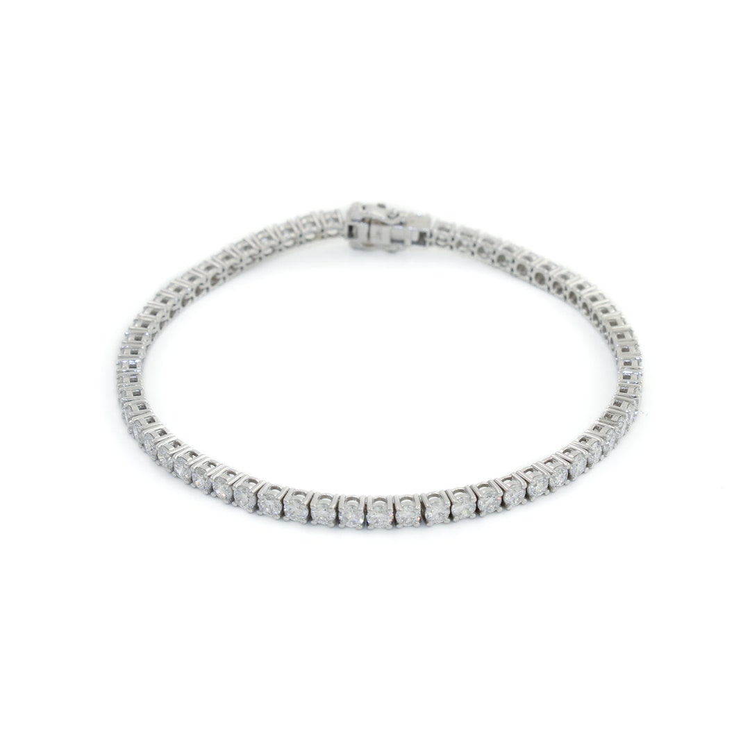 14k White Gold X Round Lab Diamond Tennis Bracelet Etsy