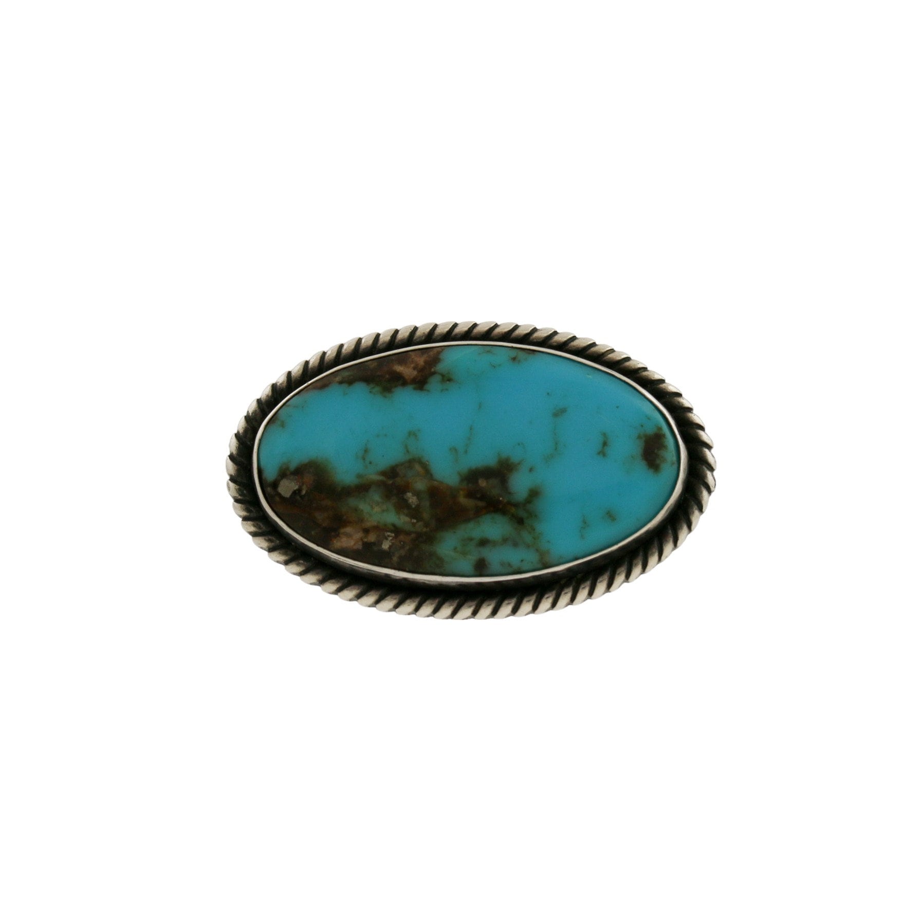 Sterling Silver x Oval Navajo Brooch Pin w/ Turquoise