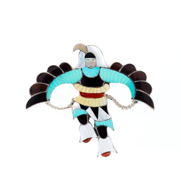 Heritage Zuni "Eagle Dancer" Mosaic Inlay Brooch Pin