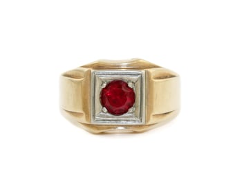 10k Gold x Rubilite Art-Deco Signet