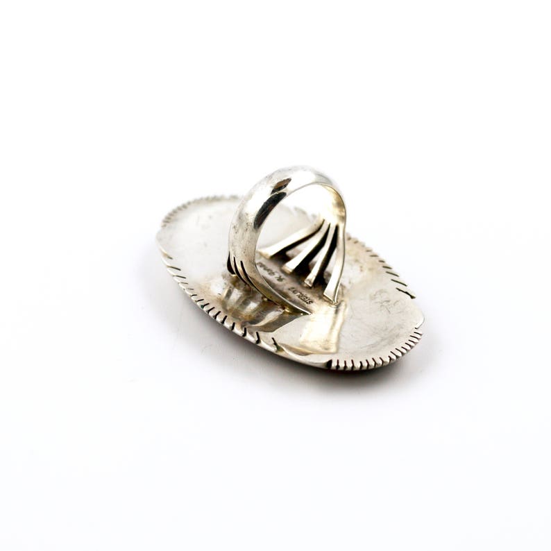 Vintage Multi-Stone Cluster Red Coral Navajo Ring