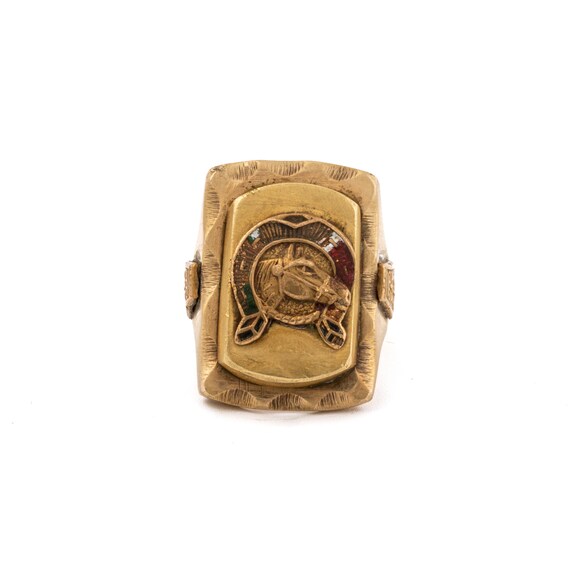 Bronze Mexican Italia-Themed "Colts" Biker Ring