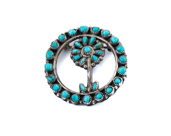 Peculiar 1960&#39;s &quot;Flower Pot&quot; Snake Eye Zuni Pin