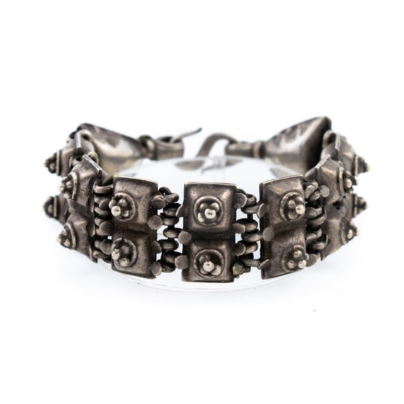 Antique 1930's  Bedouin Tribal Paneled Silver Cuff - image 1