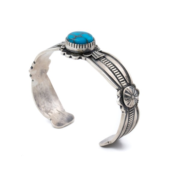 Contemporary "D. Clark" Turquoise Navajo Cuff - image 3