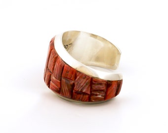 Heavy Sleek 1980's Cobblestone Inlay Spiny Oyster Navajo