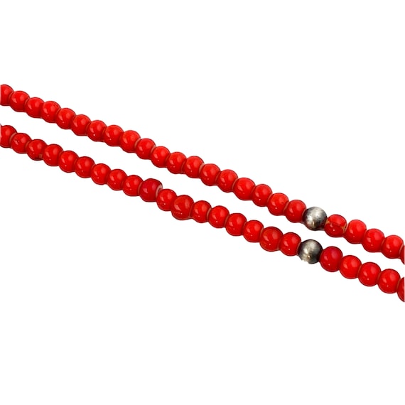 【送料無料・SHOP ORIGINAL 】BEADS NECKLACE　赤 Men's Long Red Necklace, Long Beaded Necklace, No Clasp