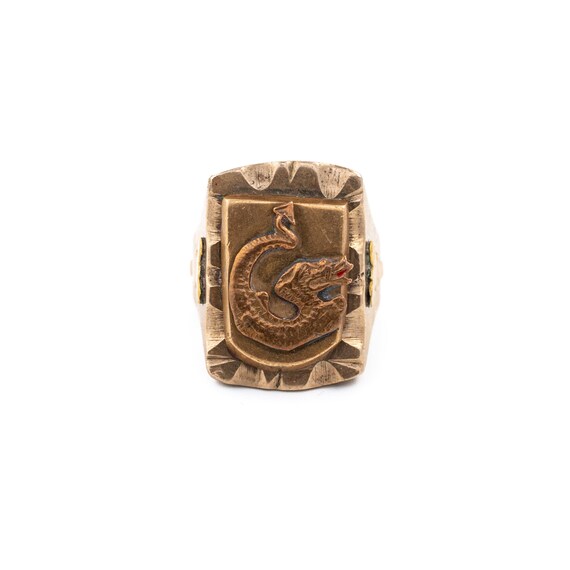 Bronze "Mondragon" Signet Mexican Biker Ring